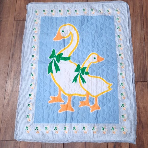Bedding Vintage Thats Our Baby Quilted Blanket Mother Goose Geese